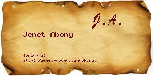 Jenet Abony névjegykártya